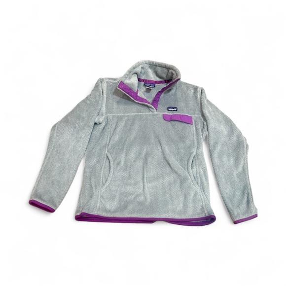 Women’s Patagonia Grey/Purple Fleece Pullover - Size L - Picture 3 of 7